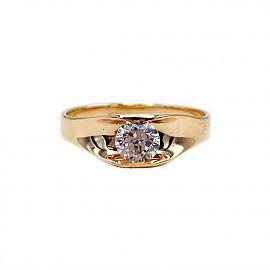 Золотое кольцо красного цвета с цирконом 01-19067300