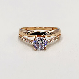 Золотое кольцо в красном цвете с цирконом 01-200017400