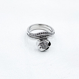 Золотое кольцо в белом цвете с белыми бриллиантами 01-18986001