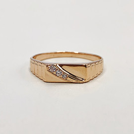 Перстень з червоного золота з цирконом 01-200027903
