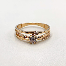 Золотое кольцо в красном цвете с цирконом 01-19287204
