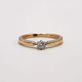 Золотое кольцо в красном с белым цвете с белым бриллиантом 01-200050804