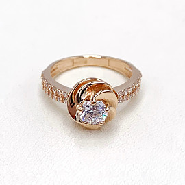 Золотое кольцо в красном цвете с цирконом 01-19133708