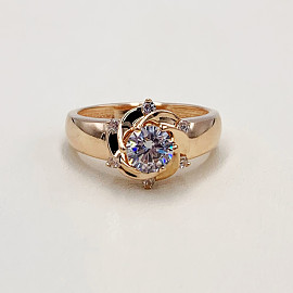 Кольцо из золота с цирконом «Цветок» 01-200017409