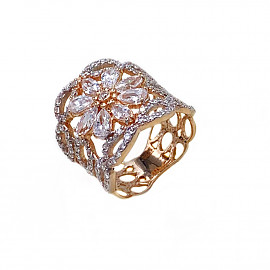 Золотое кольцо красного с белым цвета с цирконом 01-19110910