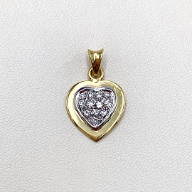 Золотий кулон з білими діамантами «Серце» 01-19318115