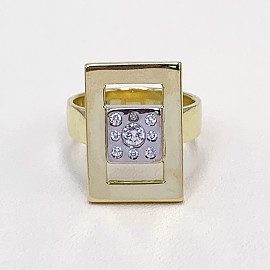 Золотое кольцо желтого с белым цвета с белыми бриллиантами 01-200063615