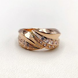 Золотое кольцо красного цвета с цирконом 01-19278021