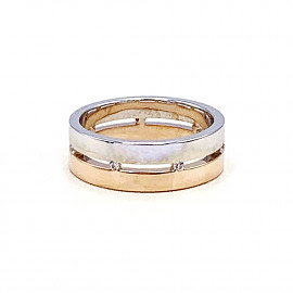 Обручальное кольцо из золота в красном с белым цвете с цирконом 01-19251424