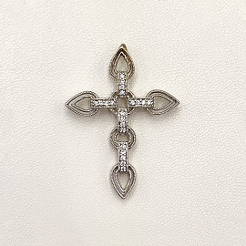 Золотой крестик в белом цвете с белыми бриллиантами 01-19003725