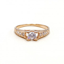 Золотое кольцо в красном цвете с цирконом 01-19150025