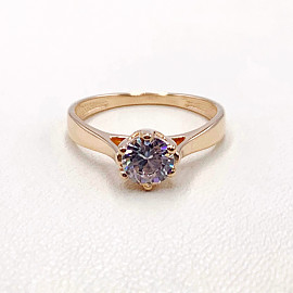 Золотое кольцо в красном цвете с цирконом 01-19273225