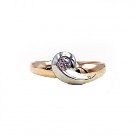 Золотое кольцо с цирконом 01-18984026
