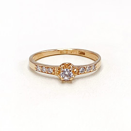 Золотое кольцо в красном цвете с цирконом 01-19132728