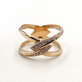 Золотое кольцо в красном цвете с цирконом 01-19274828