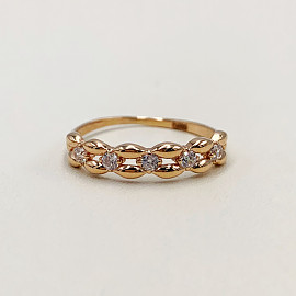Золотое кольцо красного цвета с цирконом 01-200018528