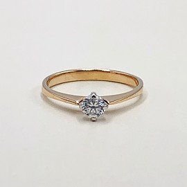 Золотое кольцо красного с белым цвета с цирконом 01-19329135