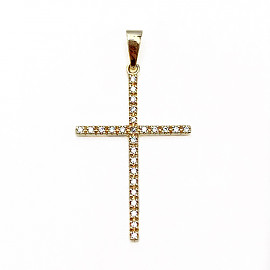 Крестик из желтого золота с цирконом 01-18832536