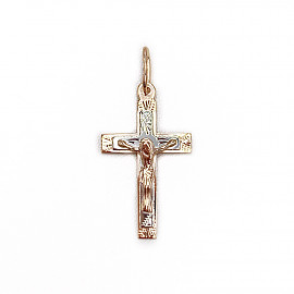 Золотой крестик в красном с белым цвете 01-19267240