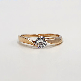 Золотое кольцо в красном цвете с цирконом 01-200033640
