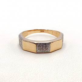 Золотое кольцо красного с белым цвета с цирконом 01-19272841