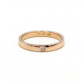 Золотое кольцо в красном цвете с белым бриллиантом 01-19157942