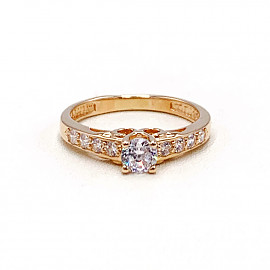 Золотое кольцо красного цвета с цирконом 01-19122243