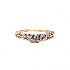 Золотое кольцо в красном цвете с цирконом 01-19090945