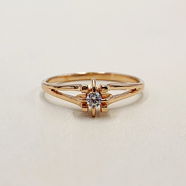 Золотое кольцо в красном цвете с цирконом 01-200082346