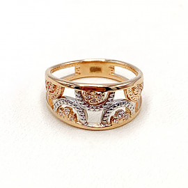 Золотое кольцо белого цвета с цирконом 01-19164649
