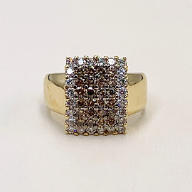 Золотое кольцо с белыми и коричневыми бриллиантами 01-200086251