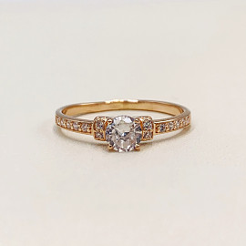 Золотое кольцо в красном цвете с цирконом 01-200086252