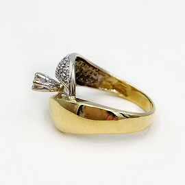 Кольцо из желтого с белым золота с коричневым бриллиантом