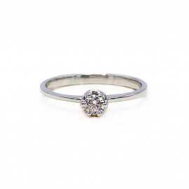 Золотое кольцо в белом цвете с цирконом 01-18601456