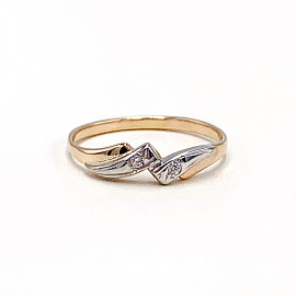 Золотое кольцо красного с белым цвета с цирконом 01-19232556