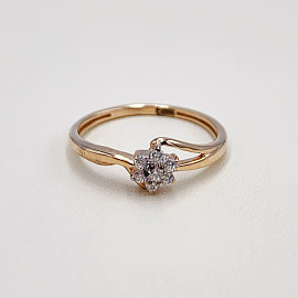 Золотое кольцо с цирконом «Цветок» 01-19333858