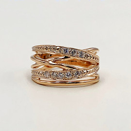 Золотое кольцо в красном цвете с цирконом 01-200053261