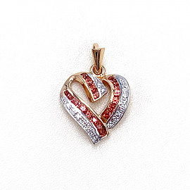 Кулон из красного с белым золота с белыми бриллиантами «Сердце» 01-19176362