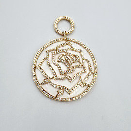 Золотой кулон красного цвета с белыми бриллиантами «Роза» 01-200055362
