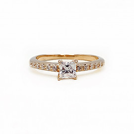 Золотое кольцо в красном цвете с цирконом 01-18972764