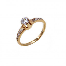 Золотое кольцо в красном цвете с цирконом 01-18267465