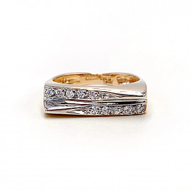 Перстень из красного с белым золота с цирконом 01-19214869