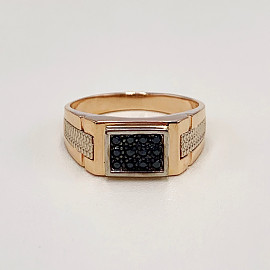 Перстень из золота красного с белым цвета с цирконом 01-200040869