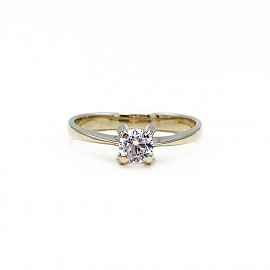 Золотое кольцо в белом цвете с цирконом 01-18084870
