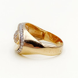 Золотое кольцо в красном цвете с цирконом
