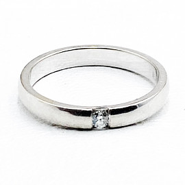 Обручальное кольцо из белого золота с белым бриллиантом 01-19246670