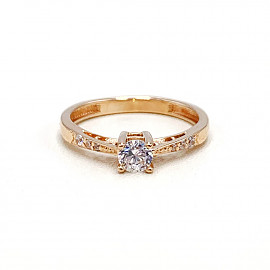 Золотое кольцо в красном цвете с цирконом 01-19142871