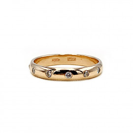 Кольцо из золота красного цвета с белыми бриллиантами 01-19064175