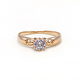 Золотое кольцо в красном цвете с цирконом 01-19232576