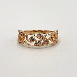 Золотое кольцо в красном цвете с цирконом 01-19296976